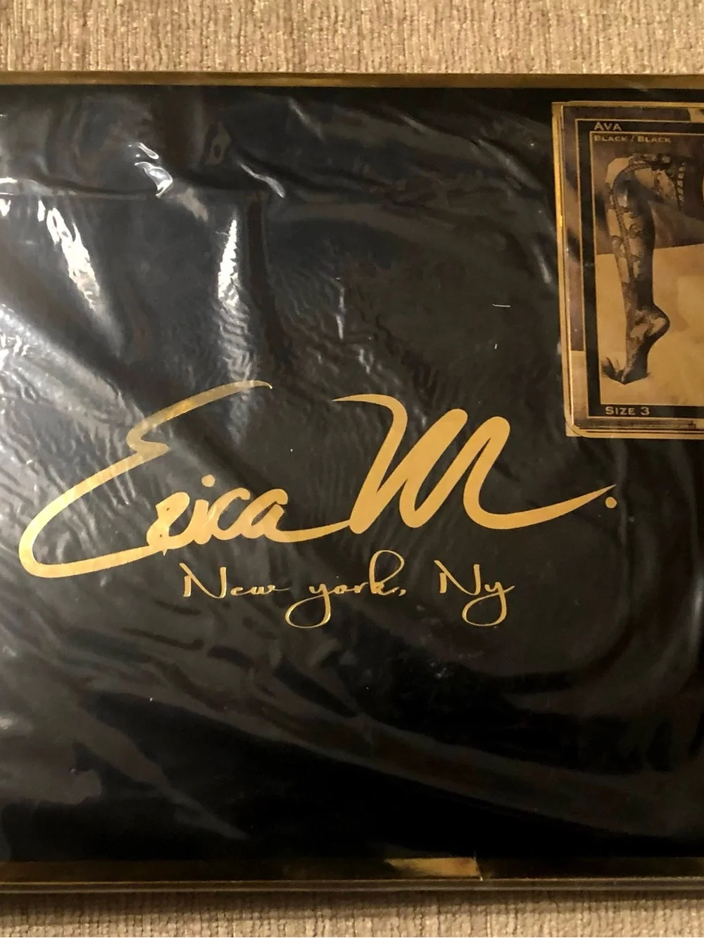 Erica M New York Ava Black Lace Tights Made in Italy NWT Size 2 Pantyhose